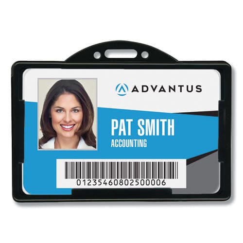 Advantus Id Card Holders Horizontal Black 3.68 X 2.38 Holder 3.38 X 2.13 Insert 25/pack - Office - Advantus