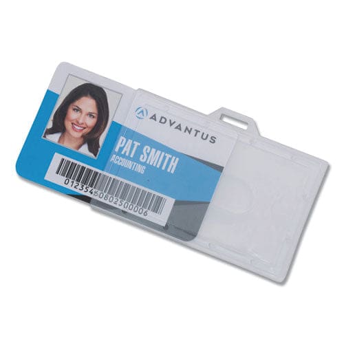 Advantus Id Card Holders Horizontal Clear 3.68 X 2.25 Holder 3.38 X 2.13 Insert 25/pack - Office - Advantus