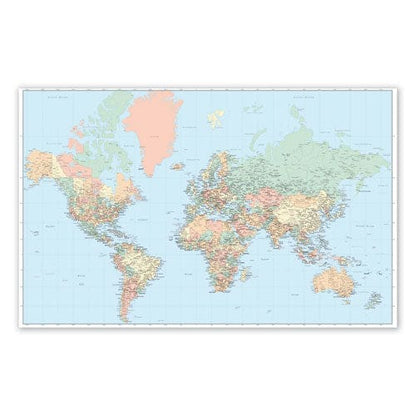 Advantus Laminated Wall Maps World Dry Erase 50 X 32 - School Supplies - Advantus