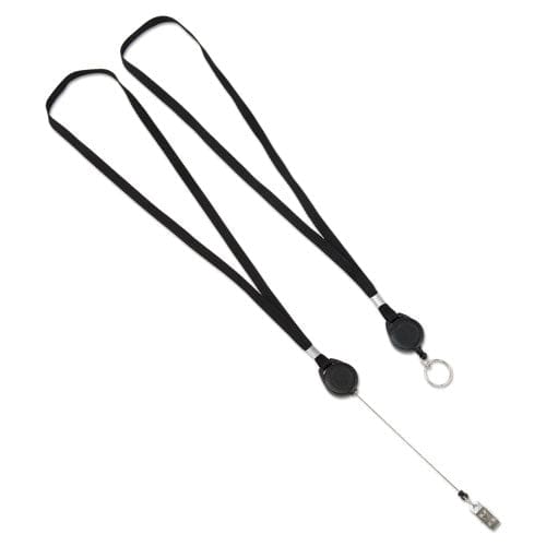 Advantus Lanyards With Retractable Id Reels Metal Clip Fastener 34 Long Black 12/pack - Office - Advantus