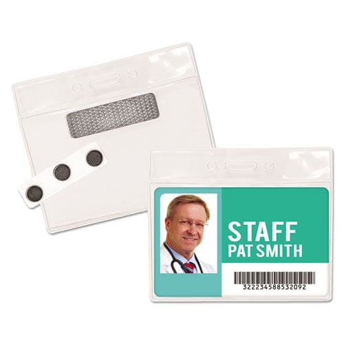 Advantus Magnetic-style Name Badge Kits Horizontal Clear 4.5 X 3.25 Holder 4.13 X 3 Insert 20/pack - Office - Advantus