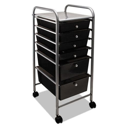 Advantus Portable Drawer Organizer Metal 1 Shelf 6 Drawers 13 X 15.38 X 32.13 Matte Gray/smoke - Furniture - Advantus