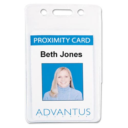 Advantus Proximity Id Badge Holders Vertical Clear 2.68 X 4.38 Holder 2.38 X 3.63 Insert 50/pack - Office - Advantus