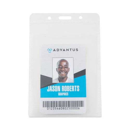 Advantus Pvc-free Badge Holders Vertical Clear 3.5 X 5.13 Holder 3.13 X 4.13 Insert 50/pack - Office - Advantus