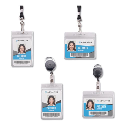 Advantus Resealable Id Badge Holders J-hook And 36 Lanyard Vertical Frosted 3.68 X 5 Holder 2.38 X 3.75 Insert 20/pack - Office - Advantus