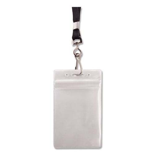 Advantus Resealable Id Badge Holders J-hook And 36 Lanyard Vertical Frosted 3.68 X 5 Holder 2.38 X 3.75 Insert 20/pack - Office - Advantus