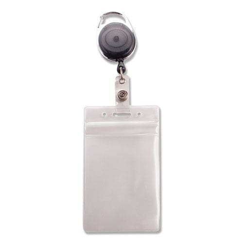 Advantus Resealable Id Badge Holders With 30 Cord Reel Vertical Frosted 3.68 X 5 Holder 2.5 X 4 Insert 10/pack - Office - Advantus