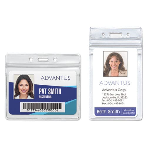 Advantus Resealable Id Badge Holders With 30 Cord Reel Vertical Frosted 3.68 X 5 Holder 2.5 X 4 Insert 10/pack - Office - Advantus