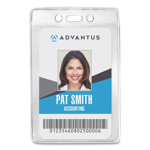 Advantus Security Id Badge Holders Prepunched For Chain/clip Vertical Clear 2.63 X 4.38 Holder 2.38 X 4.25 Insert 50/box - Office - Advantus