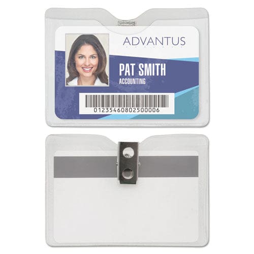 Advantus Security Id Badge Holders With Clip Horizontal Clear 3.5 X 3 Holder 3.5 X 3 Insert 50/box - Office - Advantus