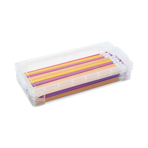 Advantus Super Stacker Pencil Box Plastic 8.25 X 3.75 X 1.5 Clear - School Supplies - Advantus