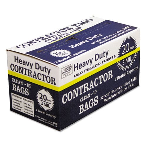 AEP Industries Inc. Heavy-duty Contractor Clean-up Bags 60 Gal 3 Mil 32 X 50 Black 20/carton - Janitorial & Sanitation - AEP® Industries