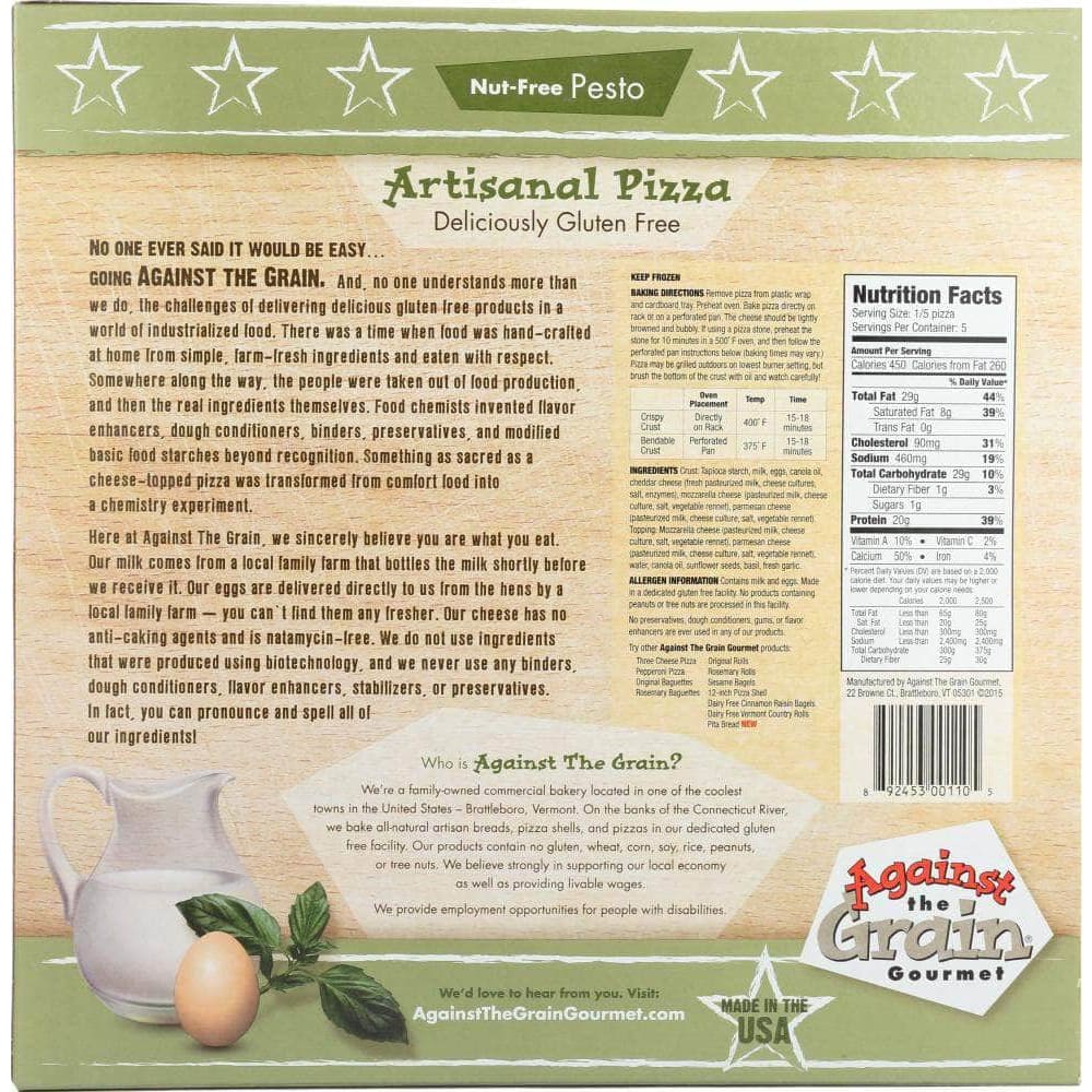 Against The Grain Gourmet Against The Grain Gluten Free Pesto Pizza, 24 oz