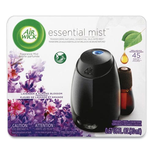 Air Wick Essential Mist Starter Kit Lavender And Almond Blossom 0.67 Oz Bottle 4/carton - Janitorial & Sanitation - Air Wick®
