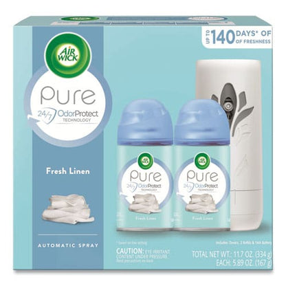 Air Wick Freshmatic Ultra Automatic Pure Starter Kit 3.19 X 8.44 X 7.75 White/gray Fresh Linen 4/carton - Janitorial & Sanitation - Air