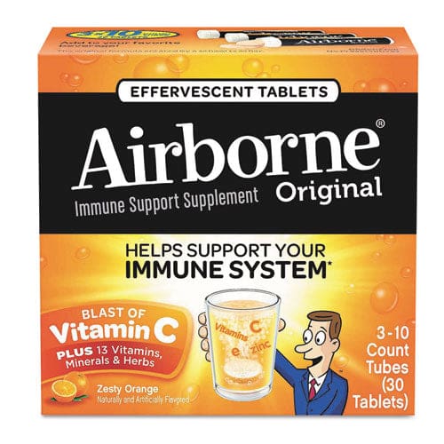 Airborne Immune Support Effervescent Tablet Orange 30 Box 72 Boxes/carton - Janitorial & Sanitation - Airborne®