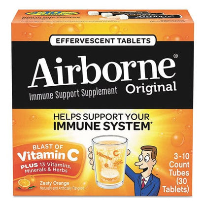 Airborne Immune Support Effervescent Tablet Orange 30 Box 72 Boxes/carton - Janitorial & Sanitation - Airborne®