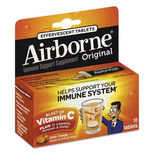 Airborne Immune Support Effervescent Tablet Zesty Orange 10/box - Janitorial & Sanitation - Airborne®