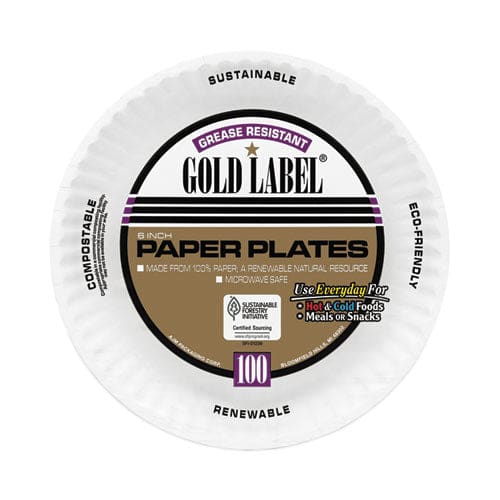 AJM Packaging Corporation Coated Paper Plates 6 Dia White 100/pack 12 Packs/carton - Food Service - AJM Packaging Corporation