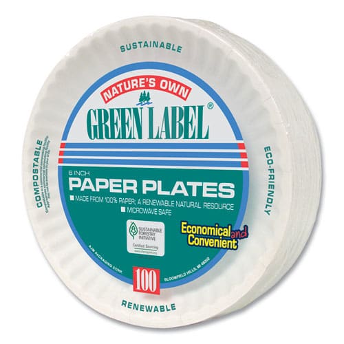 AJM Packaging Corporation White Paper Plates 6 Dia 100/pack 10 Packs/carton - Food Service - AJM Packaging Corporation