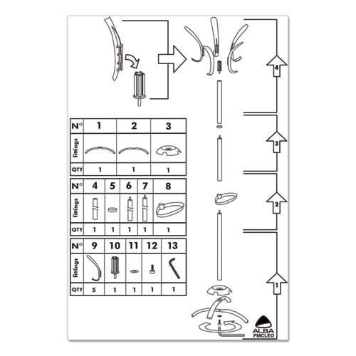 Alba Cleo Coat Stand Stand Alone Rack Ten Knobs Steel/plastic 19.75w X 19.75d X 68.9h Black - Furniture - Alba™