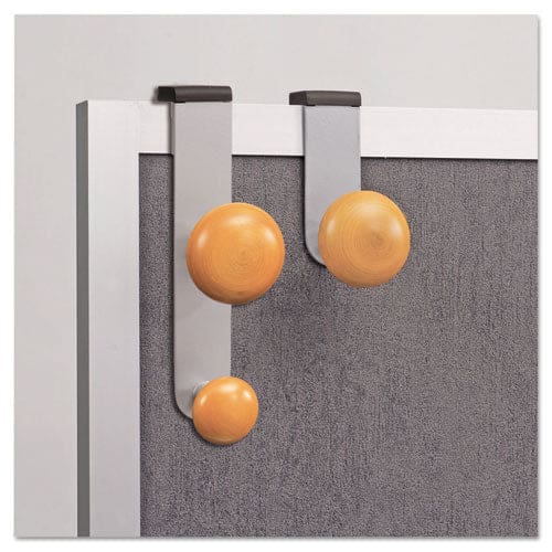 Alba Cubicle Garment Peg 2-hook 1.2 X 1.38 X 7.9 Wood Metallic Gray 1.5 Lb Capacity - Furniture - Alba™