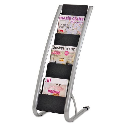 Alba Literature Floor Rack 6 Pocket 13.33w X 19.67d X 36.67h Silver Gray/black - Office - Alba™