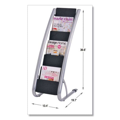 Alba Literature Floor Rack 6 Pocket 13.33w X 19.67d X 36.67h Silver Gray/black - Office - Alba™