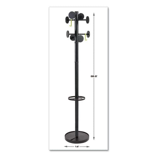 Alba Stan3 Steel Coat Rack Stand Alone Rack Eight Knobs 15w X 15d X 69.3h Black - Furniture - Alba™