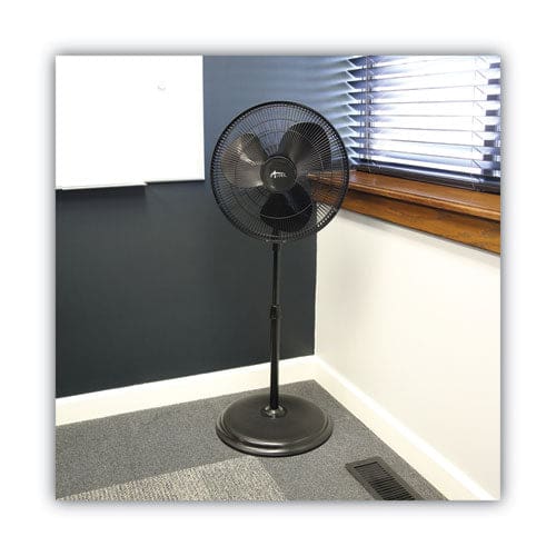 Alera 16 3-speed Oscillating Pedestal Stand Fan Metal Plastic Black - Janitorial & Sanitation - Alera®