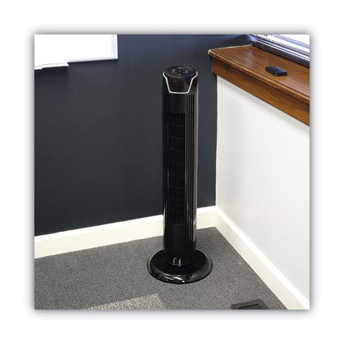 Alera 36 3-speed Oscillating Tower Fan With Remote Control Plastic Black - Janitorial & Sanitation - Alera®