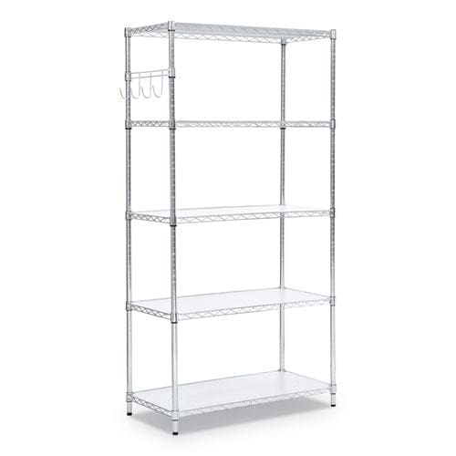 Alera 5-shelf Wire Shelving Kit With Casters And Shelf Liners 36w X 18d X 72h Black Anthracite - Office - Alera®