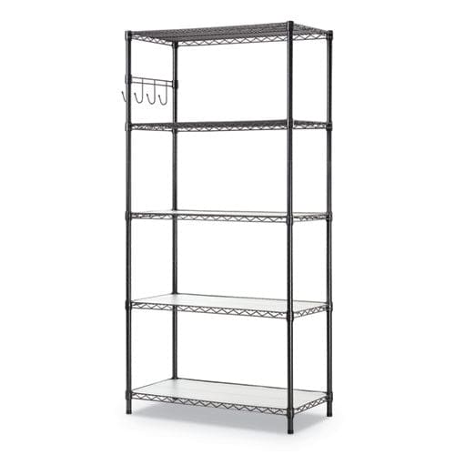 Alera 5-shelf Wire Shelving Kit With Casters And Shelf Liners 36w X 18d X 72h Black Anthracite - Office - Alera®