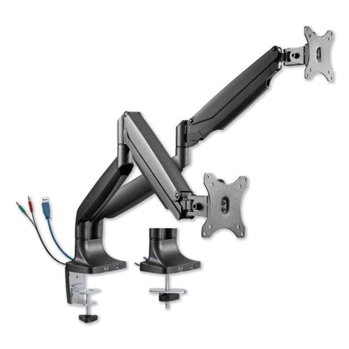 Alera Adaptivergo Dual Monitor Arm With Usb For 27 Monitors 180 Deg Rotation 30 Deg Tilt 135 Deg Pan Black Supports 11 Lb - Furniture -