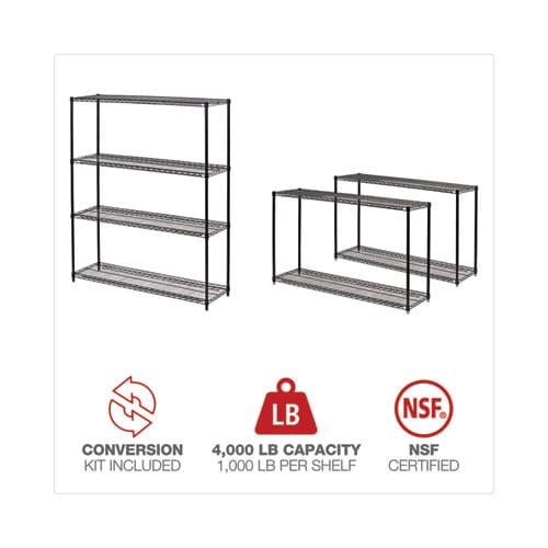 Alera All-purpose Wire Shelving Starter Kit Four-shelf 60w X 18d X 72h Black Anthracite Plus - Office - Alera®