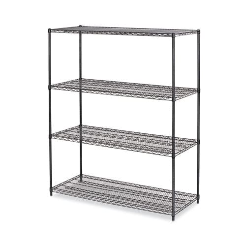 Alera All-purpose Wire Shelving Starter Kit Four-shelf 60w X 24d X 72h Black Anthracite Plus - Office - Alera®