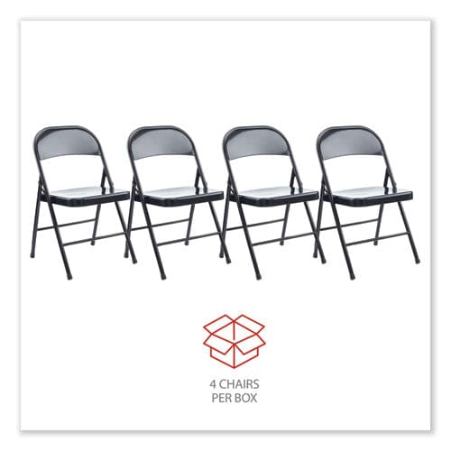 Alera Armless Steel Folding Chair Supports Up To 275 Lb Black Seat Black Back Black Base 4/carton - Furniture - Alera®