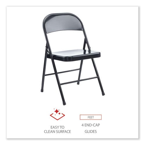 Alera Armless Steel Folding Chair Supports Up To 275 Lb Black Seat Black Back Black Base 4/carton - Furniture - Alera®