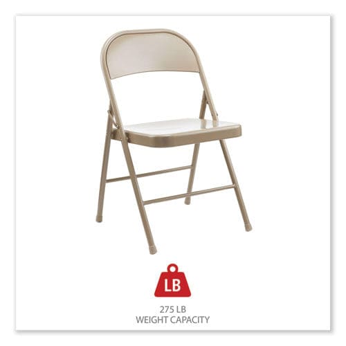 Alera Armless Steel Folding Chair Supports Up To 275 Lb Tan Seat Tan Back Tan Base 4/carton - Furniture - Alera®