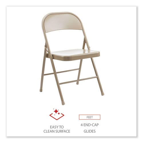 Alera Armless Steel Folding Chair Supports Up To 275 Lb Tan Seat Tan Back Tan Base 4/carton - Furniture - Alera®