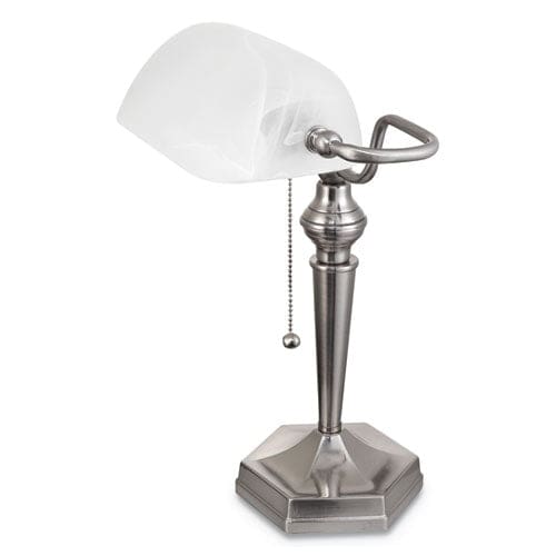 Alera Banker’s Lamp Post Neck 10w X 13.38d X 16h Brushed Nickel - School Supplies - Alera®