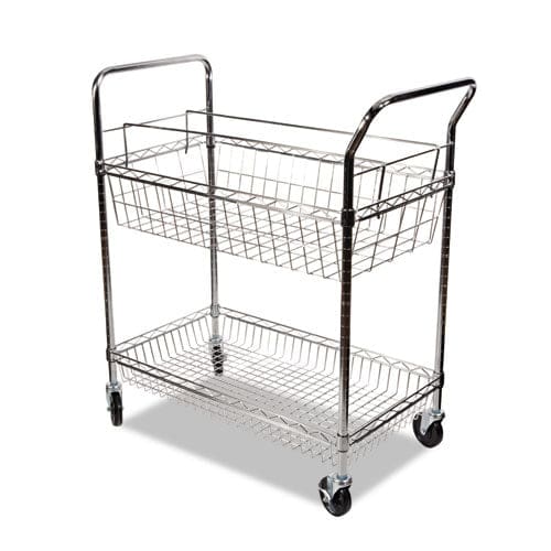 Alera Carry-all Mail Cart Metal 1 Shelf 1 Bin 34.88 X 18 X 39.5 Silver - Office - Alera®