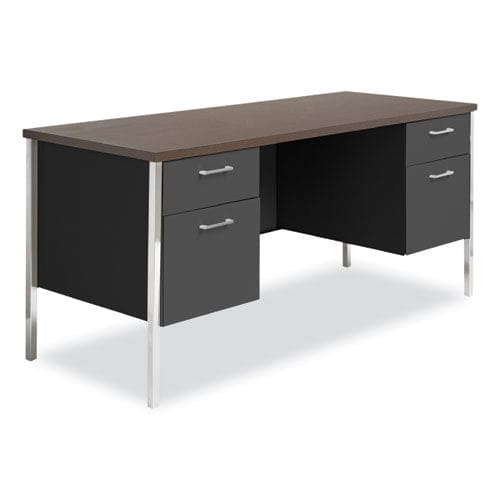 Alera Double Pedestal Steel Credenza 60w X 24d X 29.5h Mocha/black - Furniture - Alera®