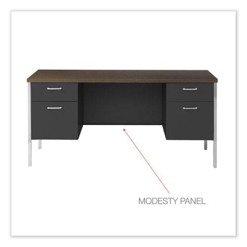 Alera Double Pedestal Steel Credenza 60w X 24d X 29.5h Mocha/black - Furniture - Alera®