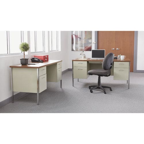 Alera Double Pedestal Steel Desk 60 X 30 X 29.5 Mocha/black - Office - Alera®