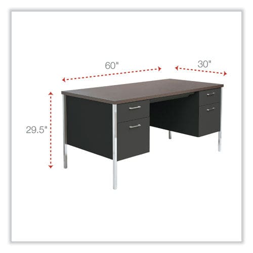 Alera Double Pedestal Steel Desk 60 X 30 X 29.5 Mocha/black - Office - Alera®