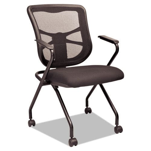 Alera Alera Elusion Mesh Nesting Chairs With Padded Arms Supports Up To 275 Lb 18.11 Seat Height Black 2/carton - Furniture - Alera®