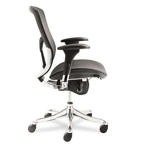 Alera Alera Eq Series Ergonomic Multifunction Mid-back Mesh Chair Supports Up To 250 Lb Black Seat/back Aluminum Base - Furniture - Alera®