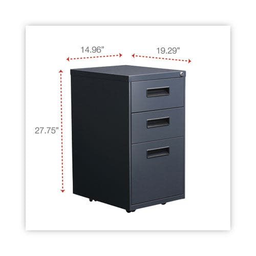 Alera File Pedestal Left Or Right 3-drawers: Box/box/file Legal/letter Charcoal 14.96 X 19.29 X 27.75 - Furniture - Alera®