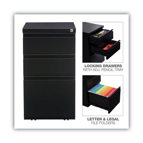 Alera File Pedestal With Full-length Pull Left Or Right 3-drawers: Box/box/file Legal/letter Black 14.96 X 19.29 X 27.75 - Furniture -